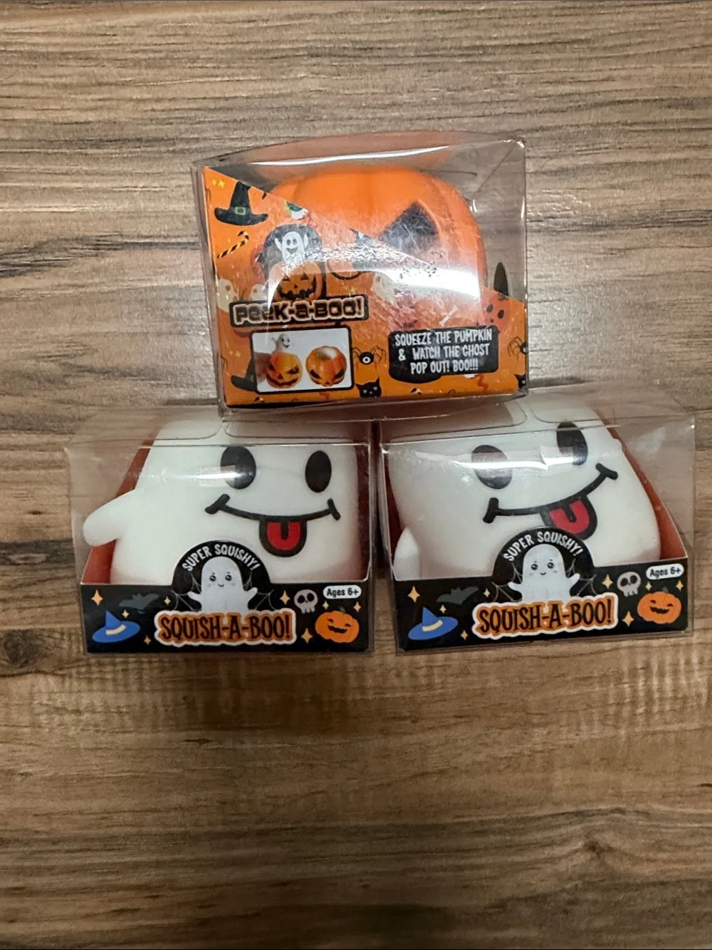 Squish-A-Boo Halloween Ghost & Pumpkin Squeeze Toys - White & Orange